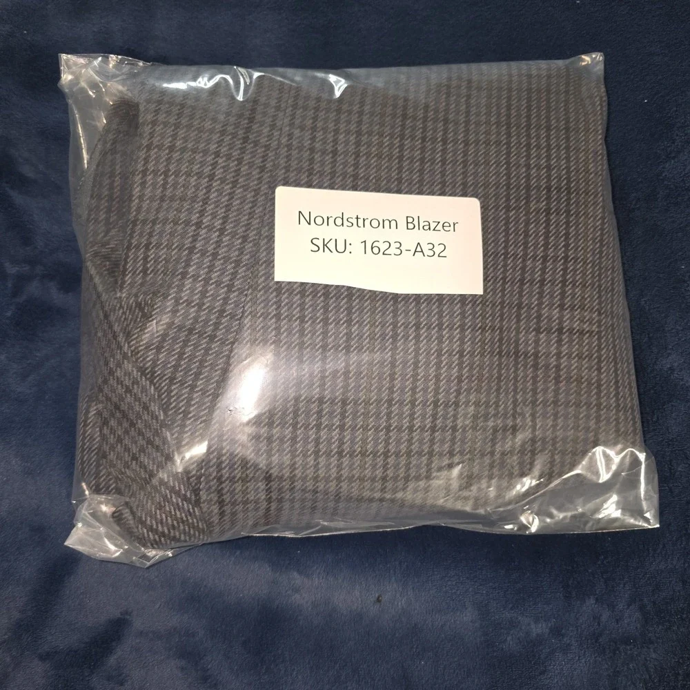 Nordstrom Blazer Mens 46R Houndstooth 100% Wool Sport Coat Jacket **Moth Holes**